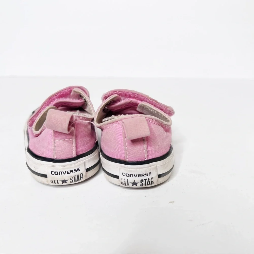 Converse Pink Canvas Sneakers Velcro Toddler Size 4